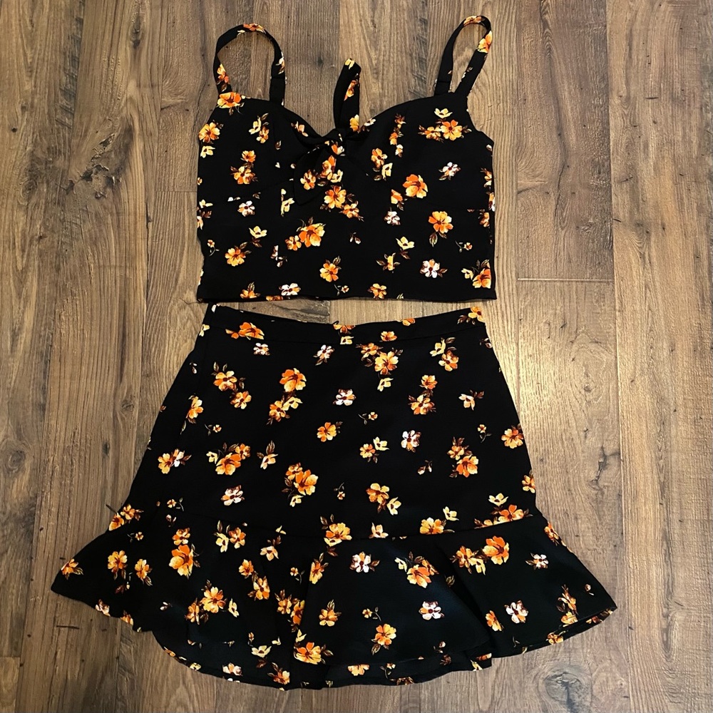 Matching floral skirt and top set